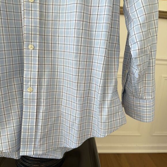Lands’ End Button Down Shirt Plaid Blue No Iron Cotton 16.5 34 - Picture 5 of 7